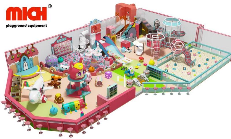 Pink Cartoon Themed Children Indoor Amusement Playground Equipment