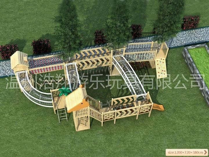 2021 Latest Outdoor Adventure Wooden Playground for Preschool