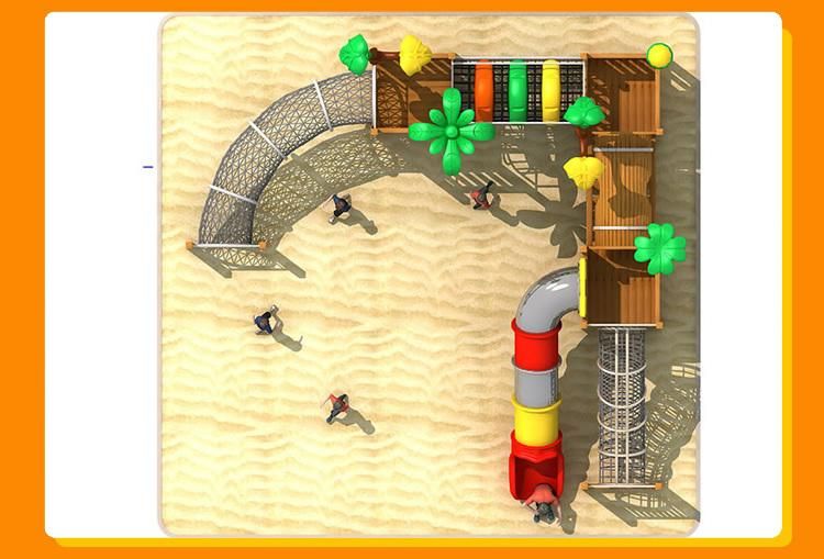 Amusement Park Equipment Rope Tunnel Slide Jungle Gym Adult Wooden Climbing