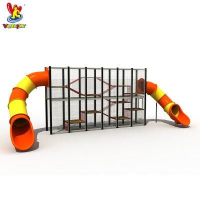 Outdoor Public Park Playground Cage Climbing Equipment with Two Slides