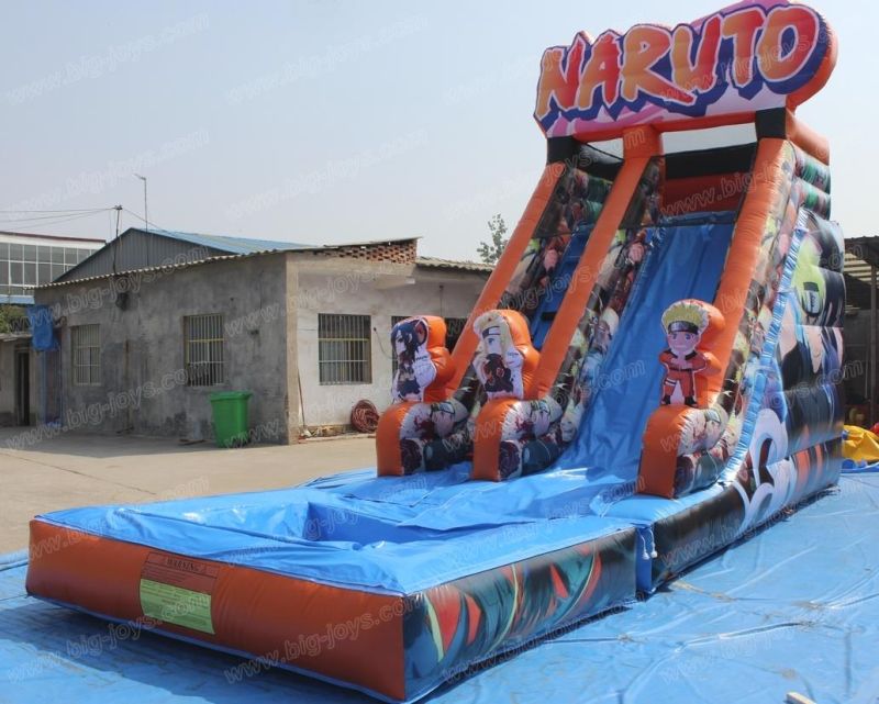 Popular Marble Color Palm Tree Theme Inflatable Water Slide Big Inflatable Slides with Pool