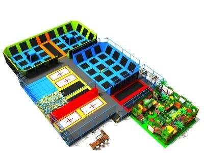Children Trampoline with Ninja Course, Indoor Rock Climbing, Battle Beam