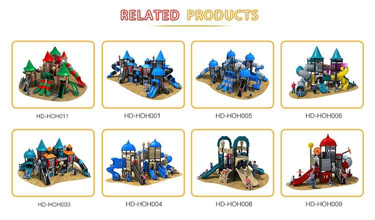 Kindergarten Amusement Park New Design Kids Castle Theme Plastic Tube Slide Outdoor Playground