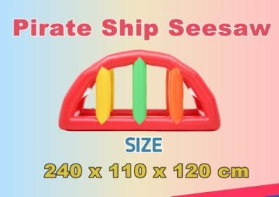 Air Sealed 4 Seats Inflatable Pirate Ship Seesaw Air Bounce Seesaws Outdoor/Indoor Boat Games Inflatable Seesaw for Kids for Home Use