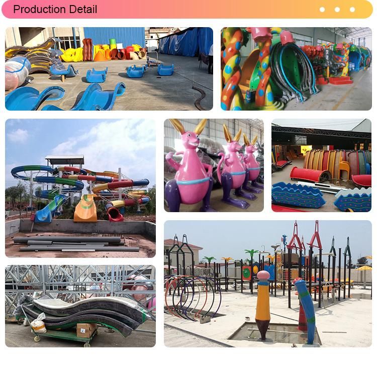 Fiberglass Water Park for Child Play Colorful Blue Horsefish Spray
