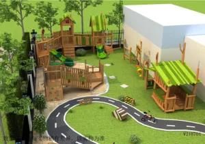 Guangzhou China Supplier High Quality Children Wooden Outdoor Playground Equipment Set with Sand Play for Montessori School and Park