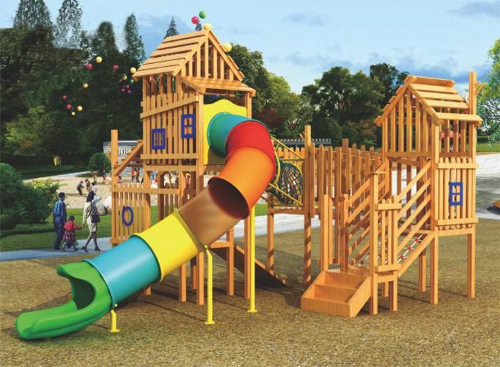 Outside Wooden Adventure Playground for Preschool