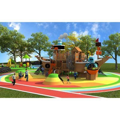 Pirate Ship Slide Kids Commercial Wooden Outdoor Playground Equipment Theme Amusement Park