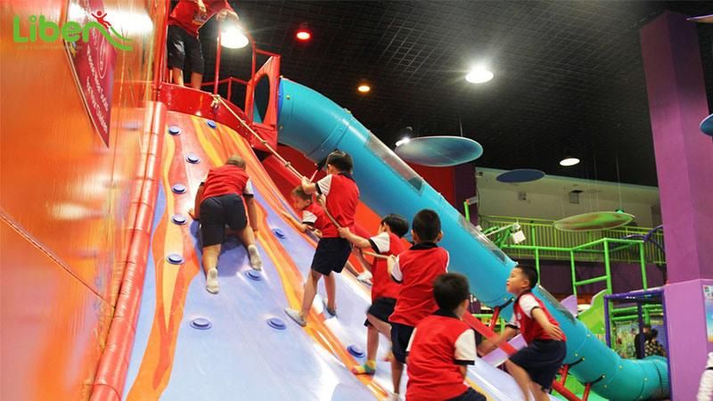 Kids Colorful Indoor Amusement Toy Volcano Climbing Wall Slide