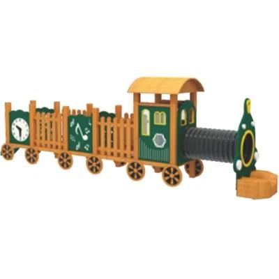 New Kids Outdoor Playground Equipment Wooden Train Shape Climbing QS105