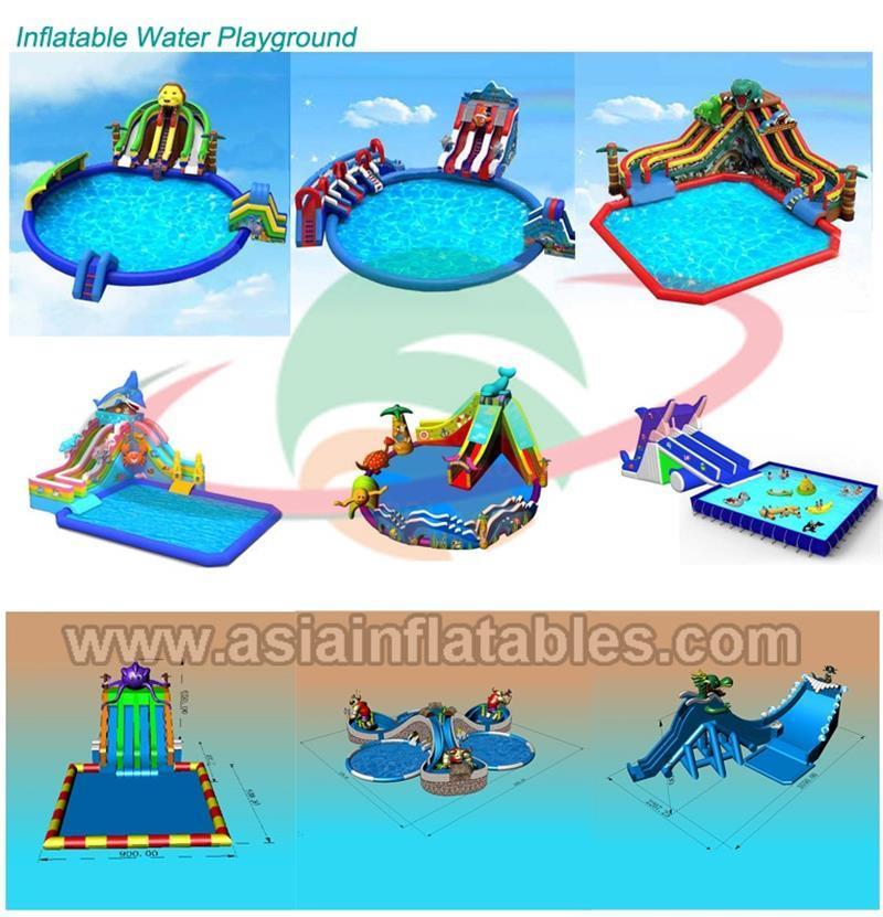 New Design Inflatable Water Playground Amusement Park with Water Slide Pool