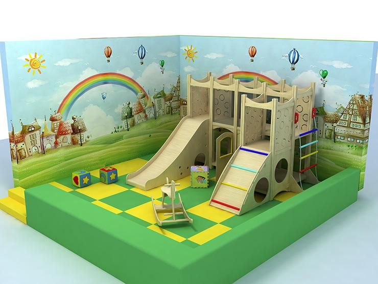 Customized Wooden Indoor Playground Children Inside Wood Playhouse Castle