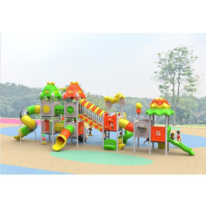 Outdoor Colorful Plastic Amusement Park for Kids Swing and Slide