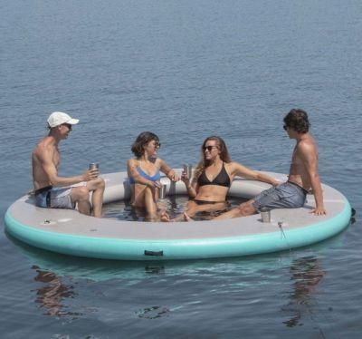 Inflatable Floating Platform Dock Ocean Sea Swimming Pool / Protective Anti Jellyfish Pool with Netting Enclosure for Yacht Outdoor Sports