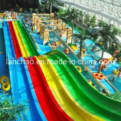 Water Park Play Equipment Colorful Rainbow Racing Fiberglass Slide