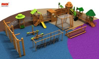 Custom Children Outdoor Wooden Ninja Warrior Obstacles Playground