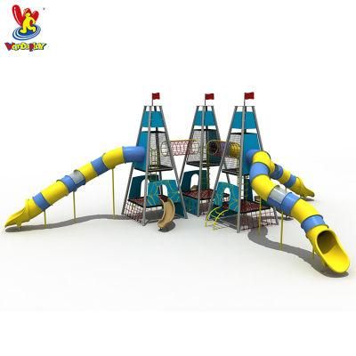 Popular Children Tower Rope Net Climbing Outdoor Plastic Slide Playground Equipment for Amusement Park