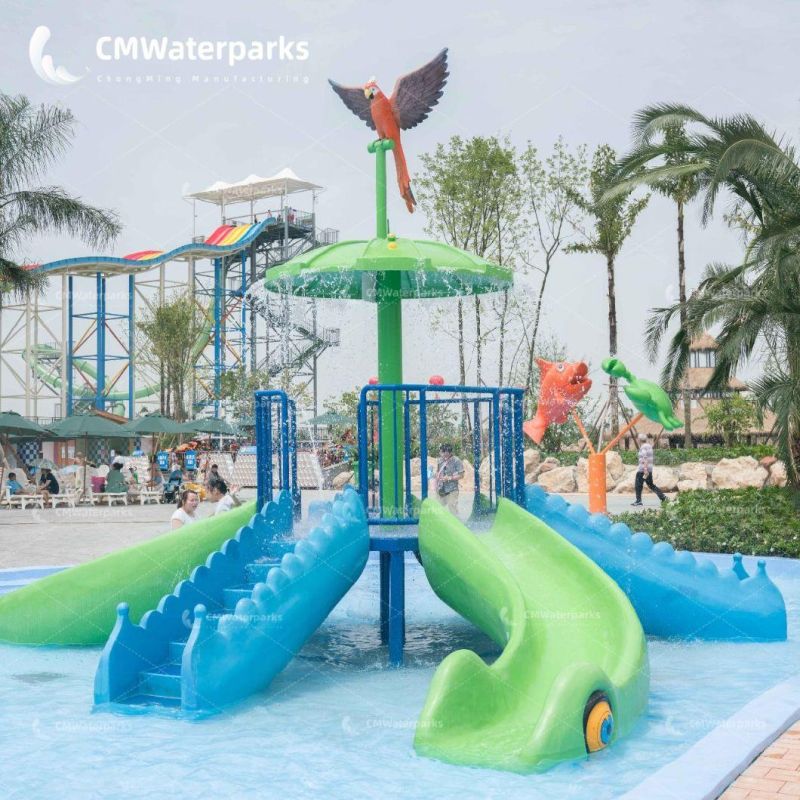 Fun and Playful Aqua Amusement Playground for Children Made From Fibreglass Water Spray Octopus Slide