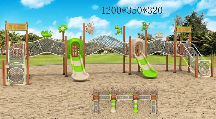 Amusement Park Popular Wooden Kids Outdoor Playground with Plastic Slide