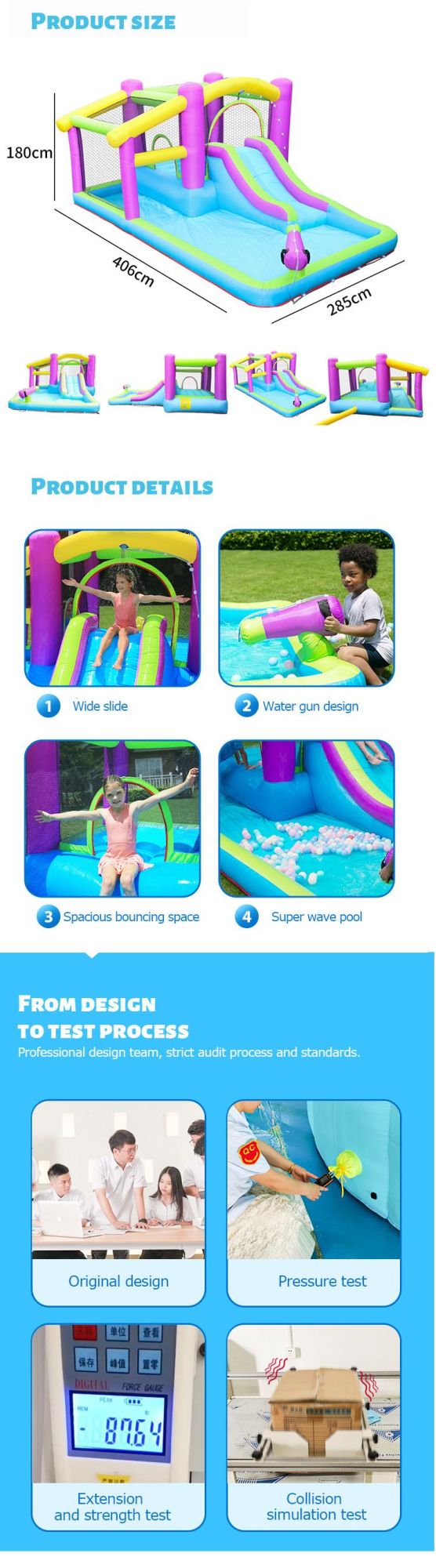 Inflatable Bouncer with Slide and Pool for Kids