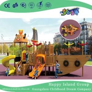 Wooden Playground with Stainless Steel Spiral Tunnel Slide (HF-16901)