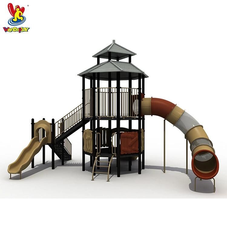 Pavilion Theme Amusement Park Outdoor Playground Games Kids Garden Plastic Slide Play Equipment for Sale