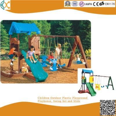 Children Outdoor Plastic Playground Playhouse, Swing Set and Slide