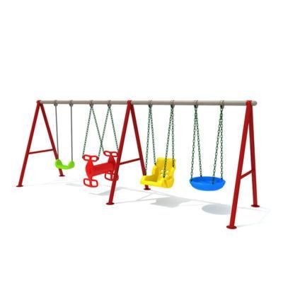 Children Metal Frame Outdoor Playground Four Seat Swing