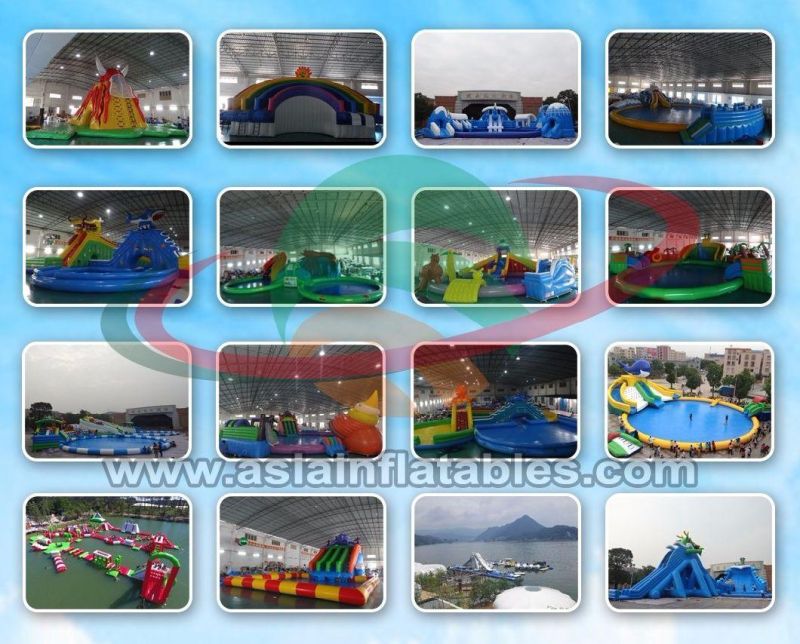 Giant Inflatable Water Park Slide, Inflatale Backyard Water Pool with Slide