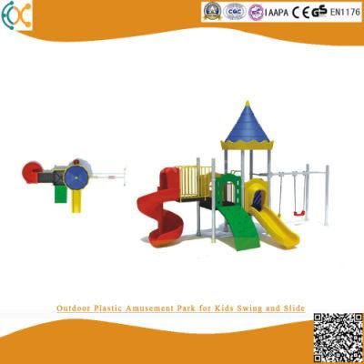 Outdoor Colorful Plastic Amusement Park for Kids Swing and Slide