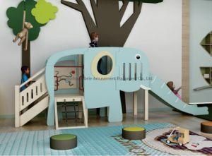 Kids Wooden Indoor Playground Equipment Children Elephant Slide for Preschool