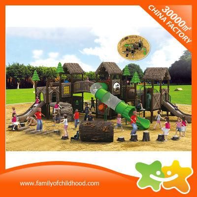 Wooden House Style Plastic Kids Outdoor Playground Slide for Sale