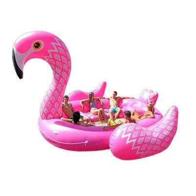 Willest Outdoor Water Party Large Inflatable Flamingos Floating Island Inflatable Party Island for 2-6 People