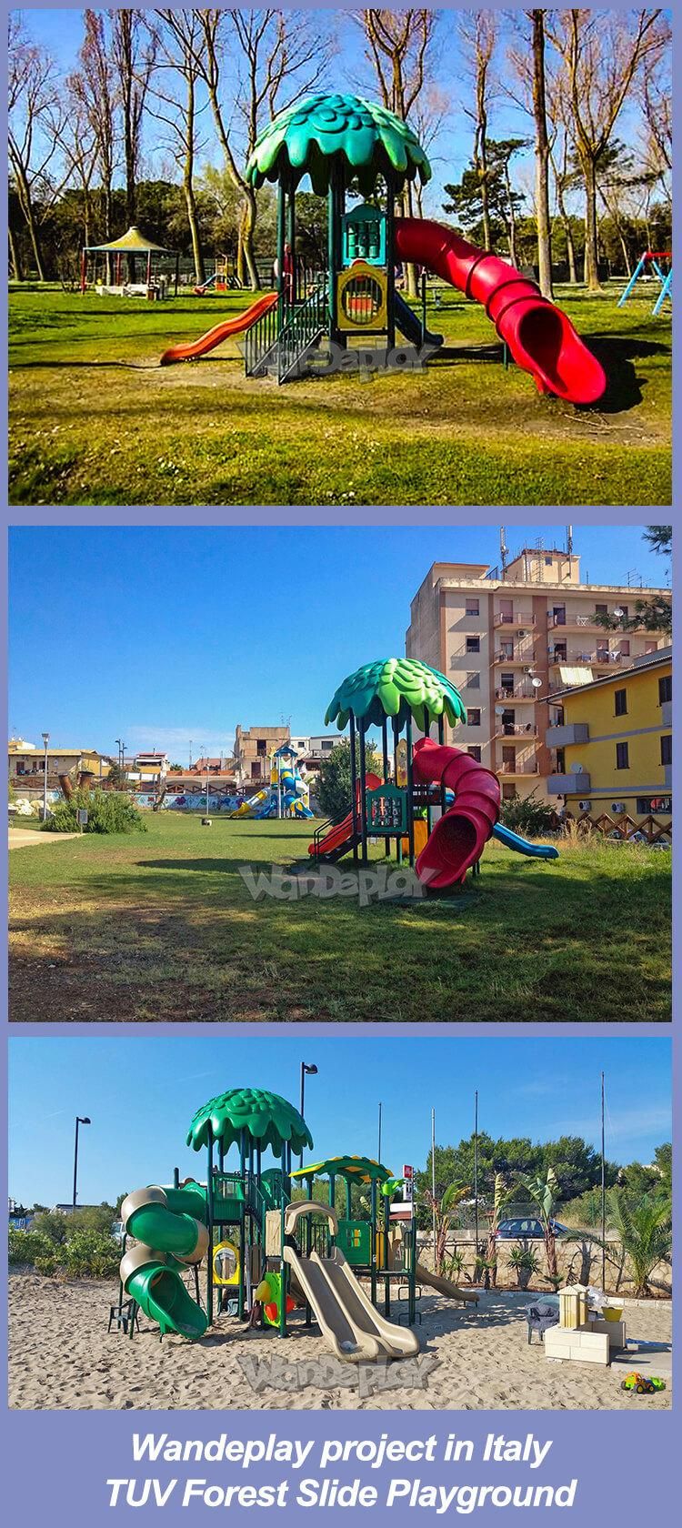 TUV Forest Theme Amusement Park Rides Plastic Tree House Outdoor Children Slide Playground Equipment for Kindergarten