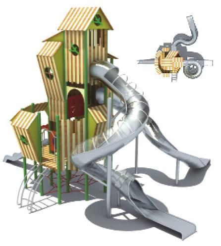 Popular Customized Outdoor Playground Equipment Long Spiral Slides Amusement Park