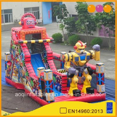 Kids Slides Inflatables Red Robot Inflatabble Slides with Printing (AQ01746)