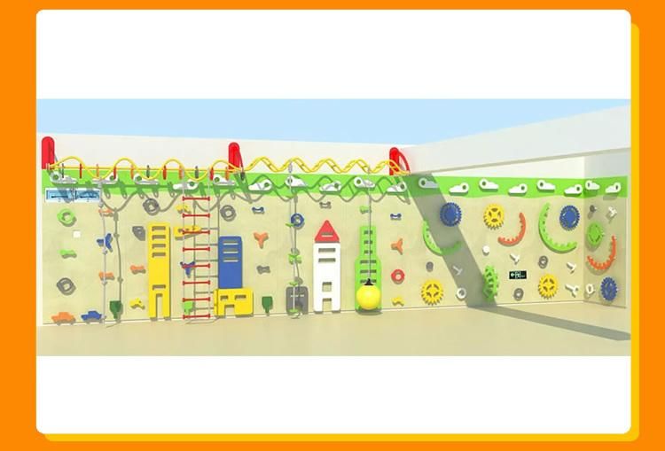Customized Kids Wooden Monkey Bar Indoor Rock Climbing Wall Structure Plastic Jungle Gym for Sale
