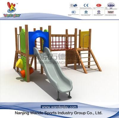 Wooden Structure Plastic Slide Children Outdoor Playground Equipment