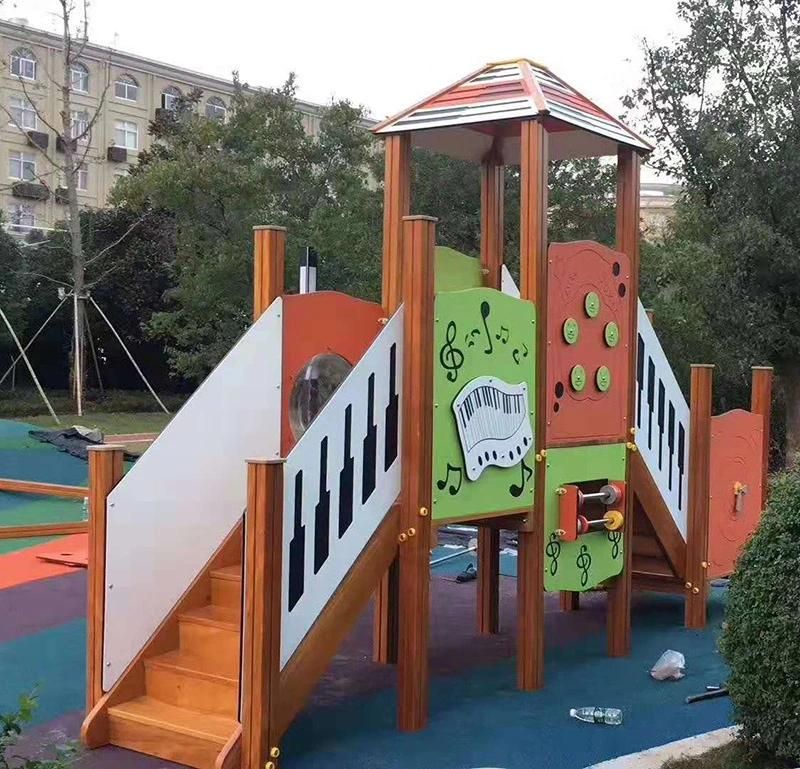 Amusement Park Kids Wooden Play House Outdoor Playground Slide