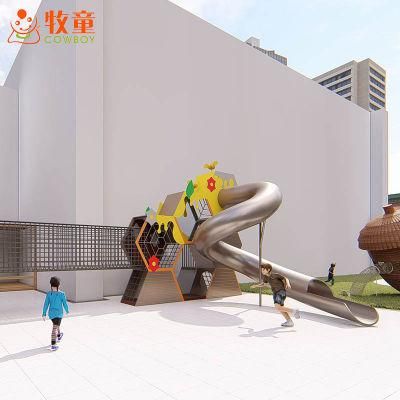 School Park Plaza Children Plastic Slide Playground Outdoor Equipment