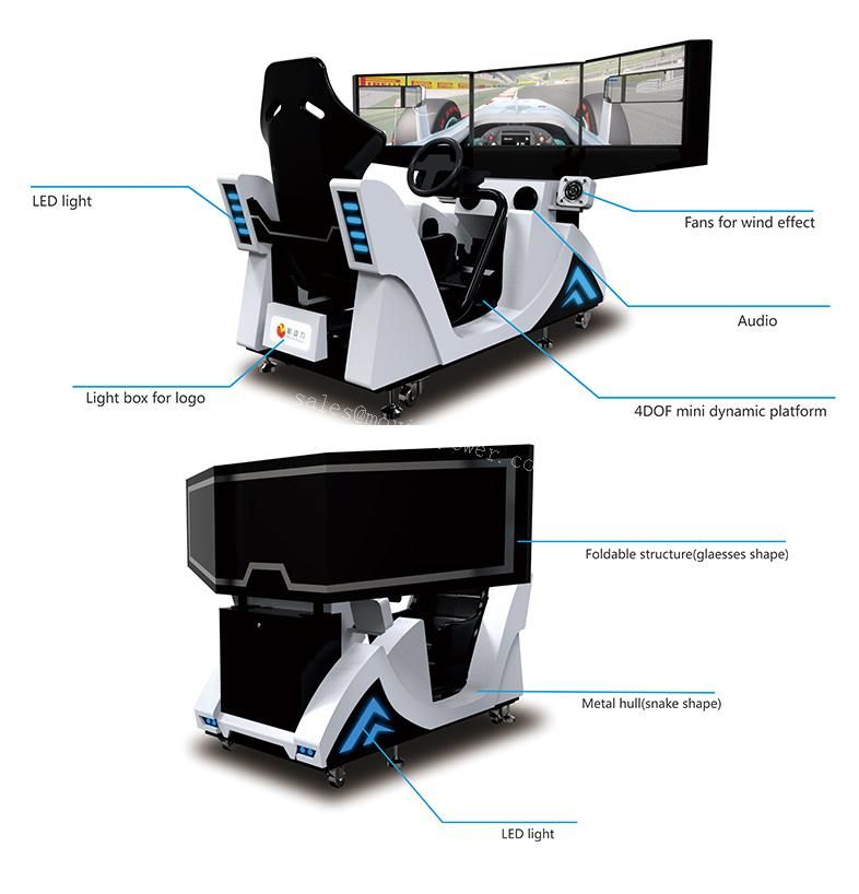 Factory Price 360 Degree 9d 3 Screens Vr Car Simulator