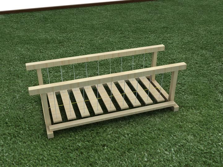Outdoor Garden Wooden Swinging Tyre Bridge Wood Playground Bridge