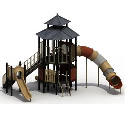 Pavilion Theme Amusement Park Outdoor Playground Games Kids Garden Plastic Slide Play Equipment for Sale