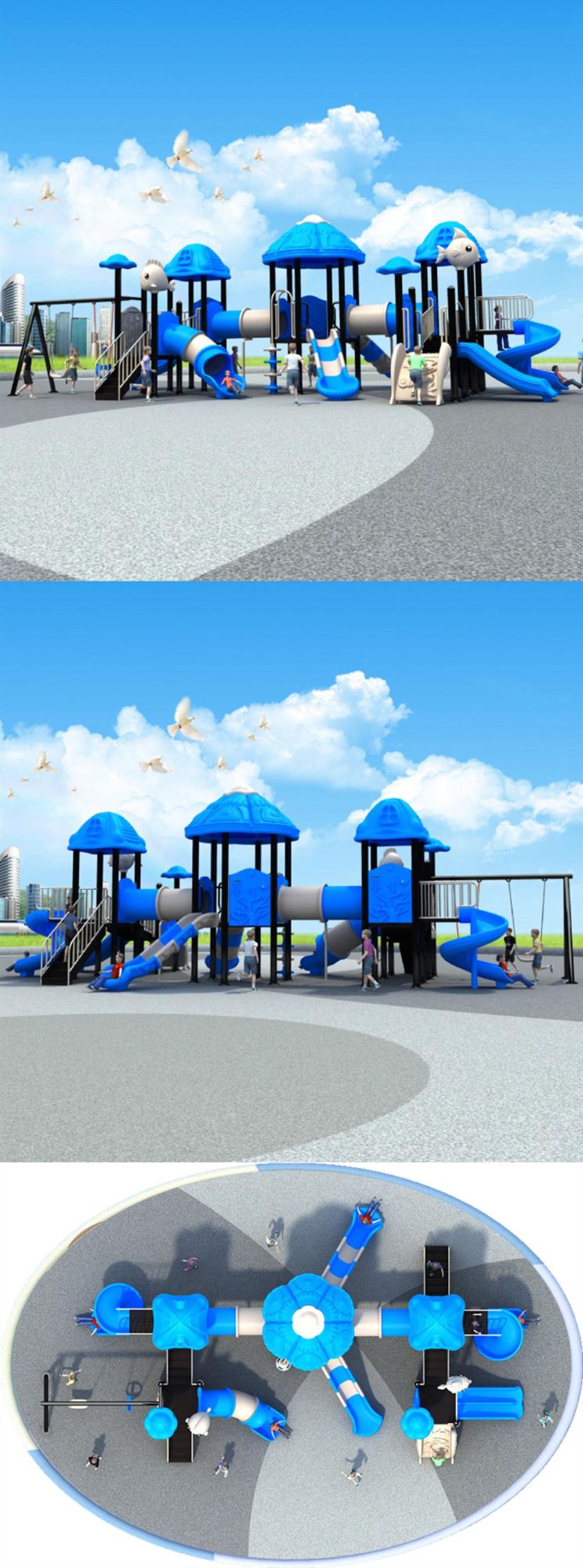 Children′s Community Outdoor Playground Plastic Slide Amusement Park Equipment 500b