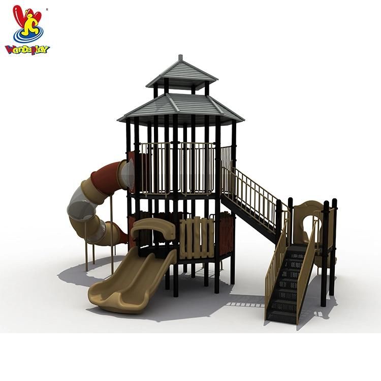 Pavilion Theme Amusement Park Outdoor Playground Games Kids Garden Plastic Slide Play Equipment for Sale