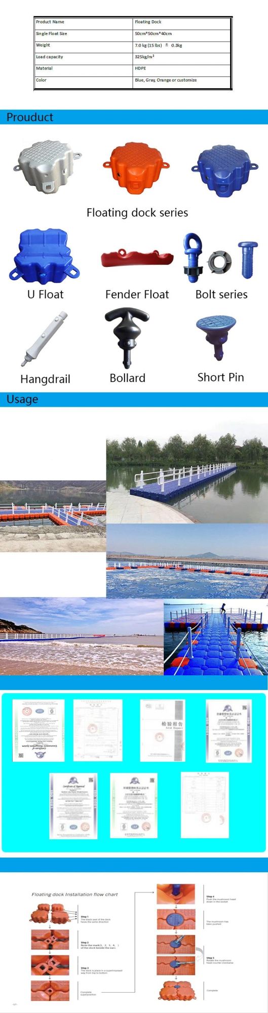Floating Dock for Swimming Pool, Floating Swimming Pool Dock