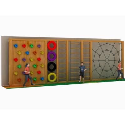 Children Playground Outdoor Wooden Rock Climbing Wall Outside Slide Amusement Equipment