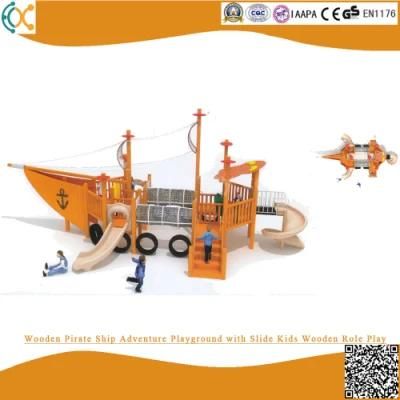 Wooden Pirate Ship Adventure Playground with Slide Kids Wooden Role Play