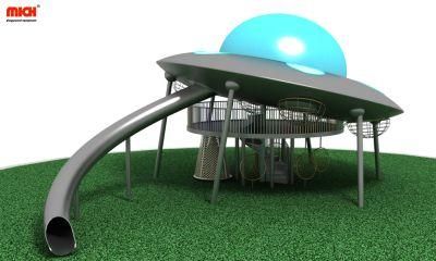 Alien Spaceship Shaped Unique Kids Outdoor Playground Structure with Stainless Steel Slides