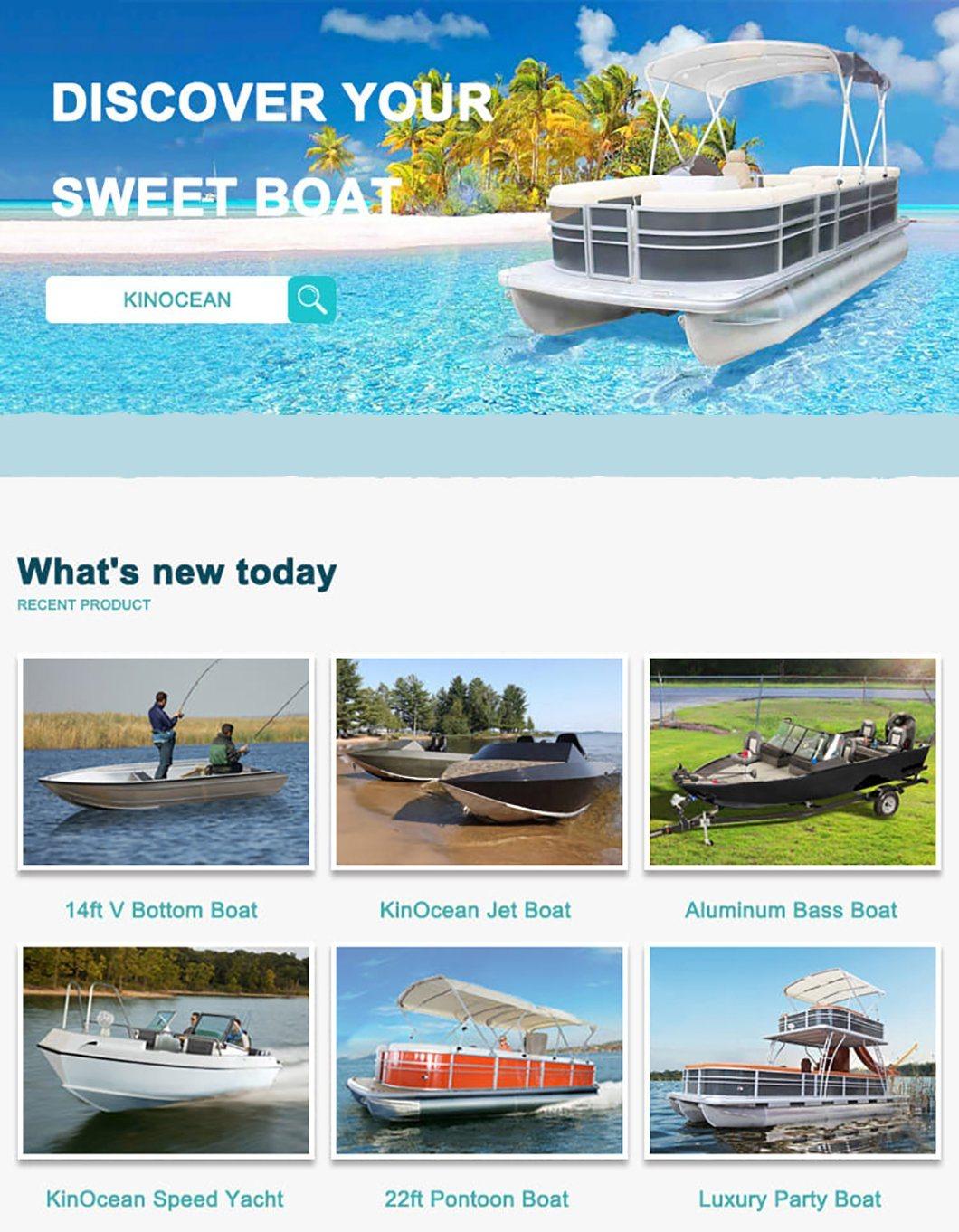 Kinocean 25FT Luxury Leisure Sightseeing 10 Person Party Barge Aluminum Pontoon Boats for Sale (EVA FLOOR)